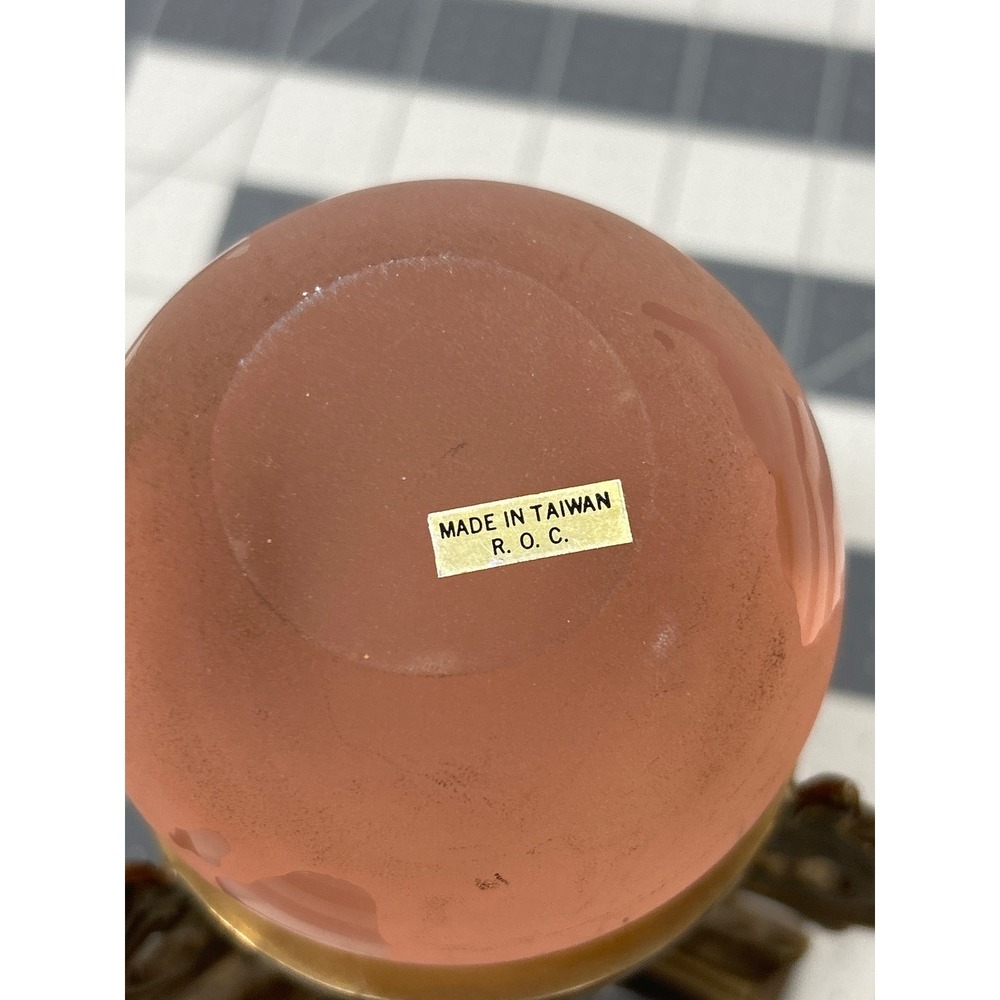 Frosted Glass Globe Pink Brass Stand Desk Decor Vintage Style Paperweight Desk - Picture 9 of 10